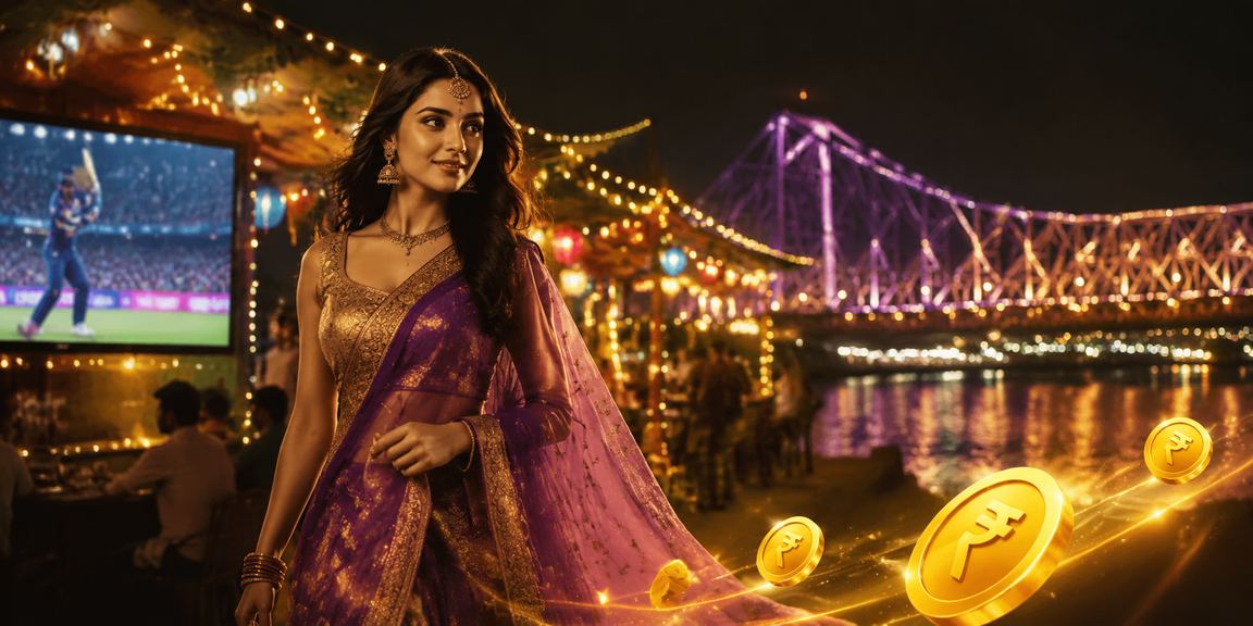Cricket betting enthusiast viewing Kolkata’s Howrah Bridge